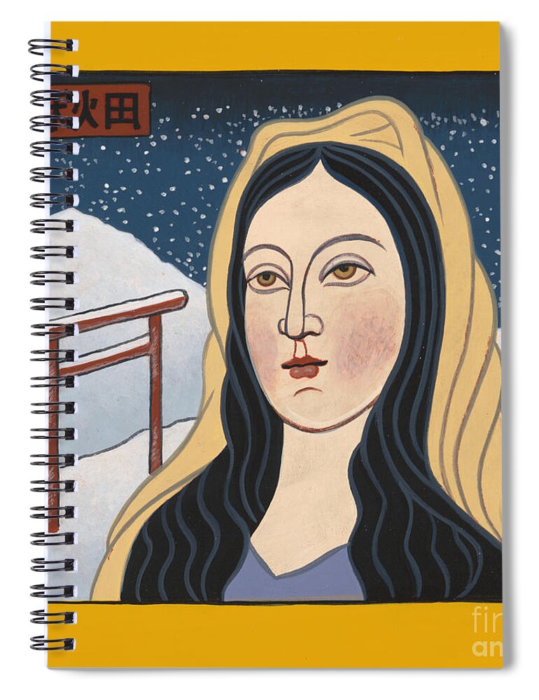 Image Of Our Lady Of Akita Spiral Notebook featuring the painting Image of Our Lady of Akita - the Red Gate 198 by William Hart McNichols