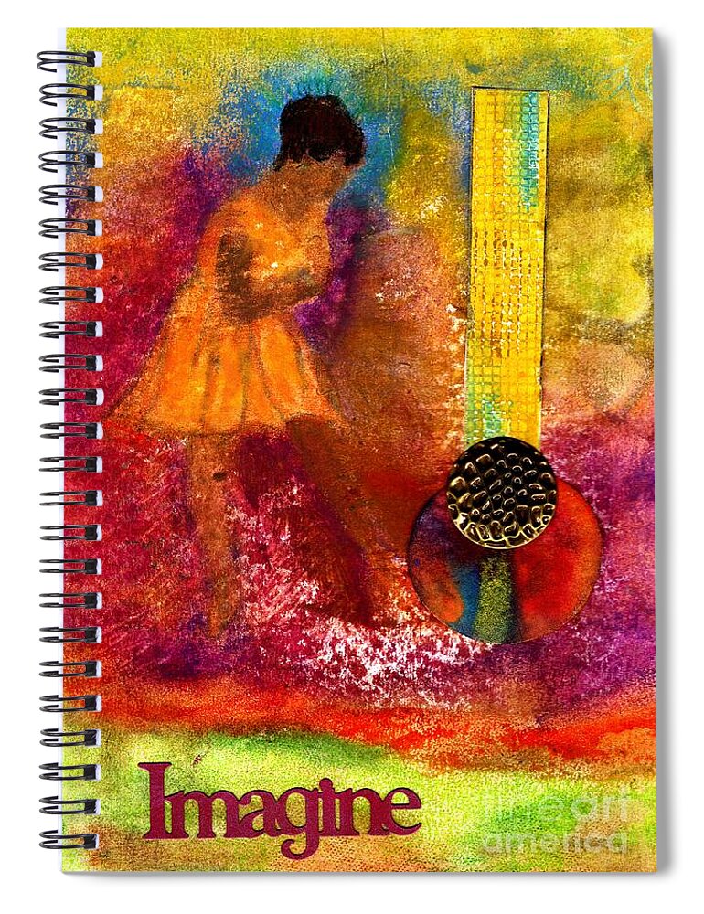 Gretting Cards Spiral Notebook featuring the mixed media Imagine Winning by Angela L Walker