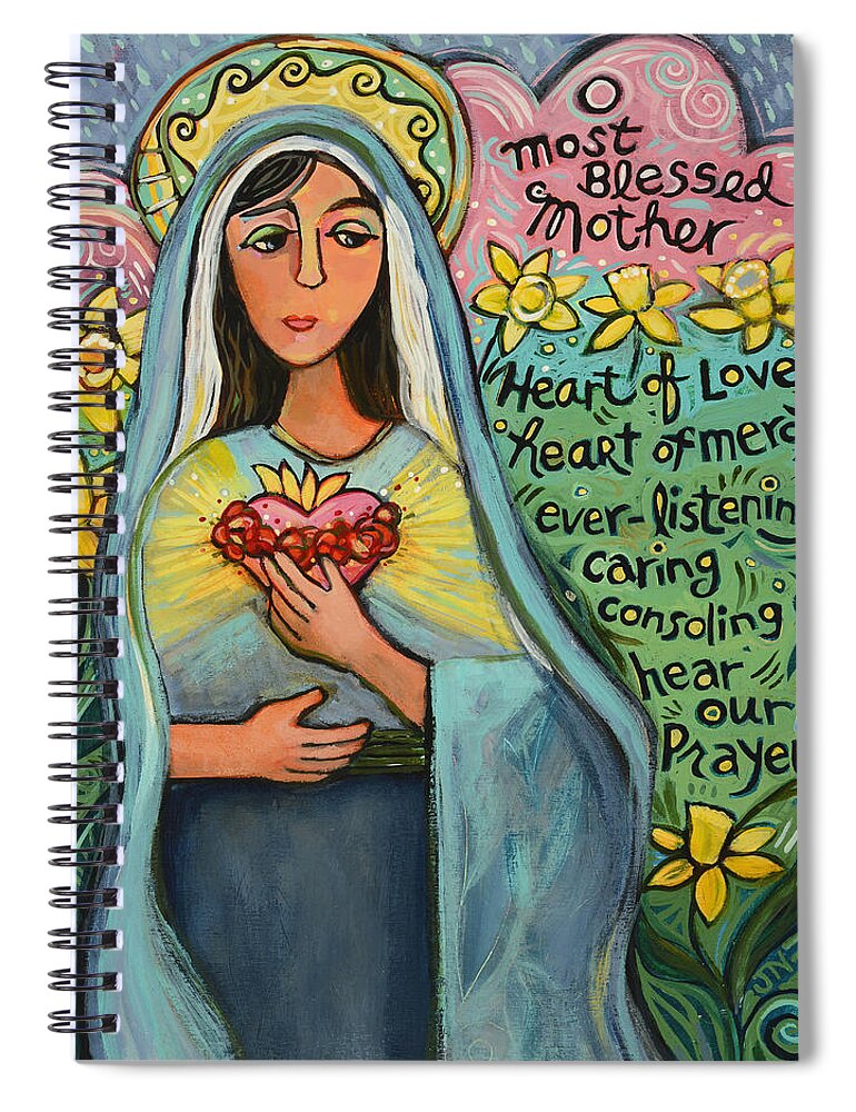 Jen Norton Spiral Notebook featuring the painting Immaculate Heart of Mary by Jen Norton
