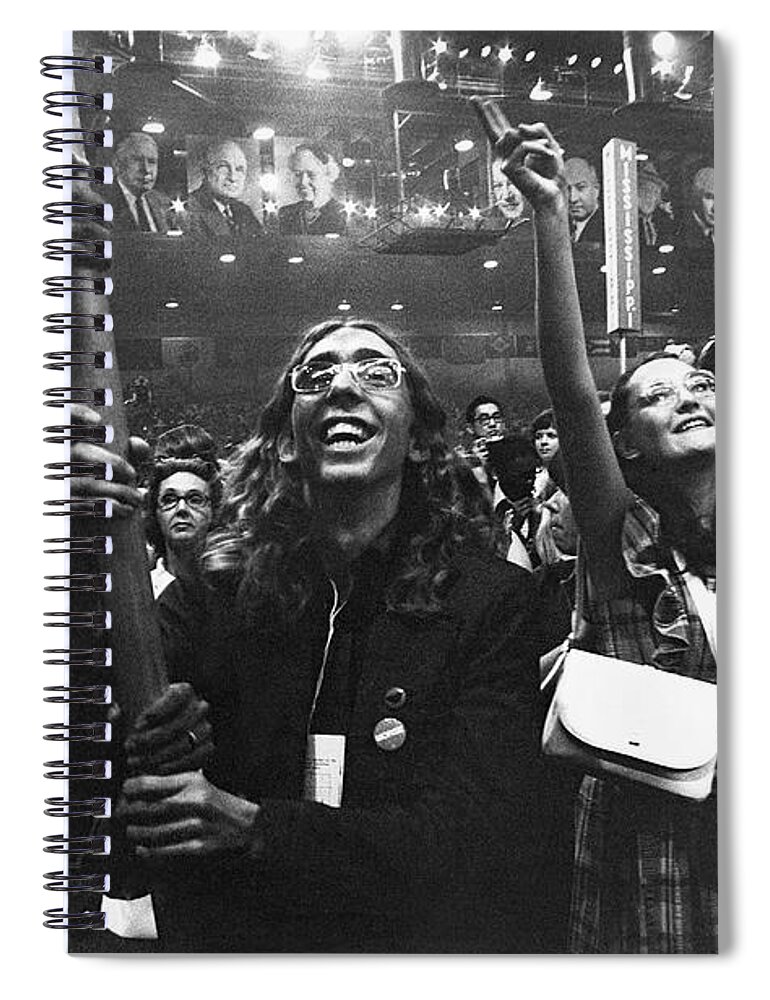Impassioned Couple 1972 Democratic National Convention Miami Beach Florida Spiral Notebook featuring the photograph Impassioned couple 1972 Democratic National Convention Miami Beach Florida by David Lee Guss