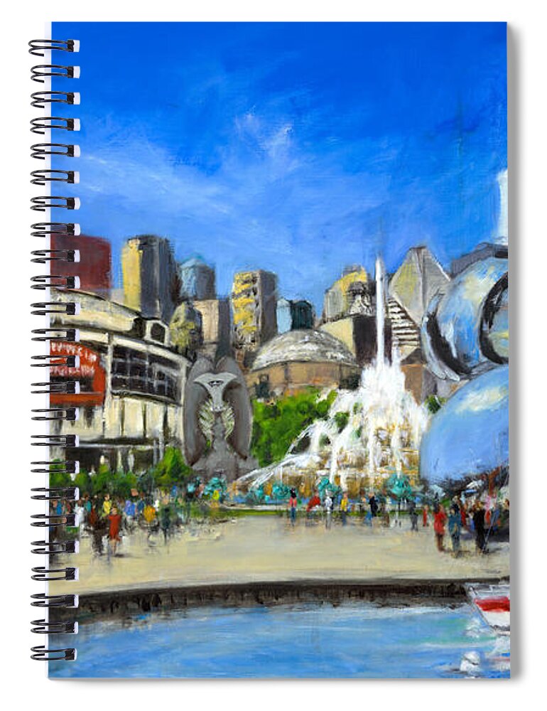 Robert Spiral Notebook featuring the painting Impressions of Chicago by Robert Reeves