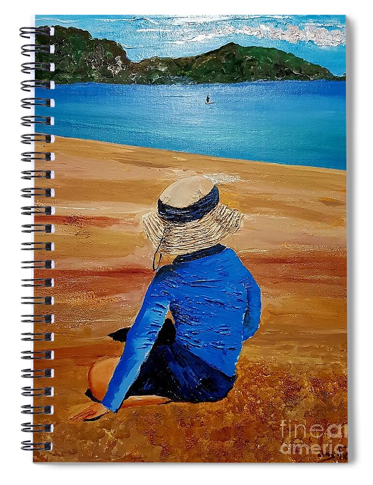 Child Spiral Notebook featuring the painting SOLD  In a long and forgotten sea shore by Eli Gross