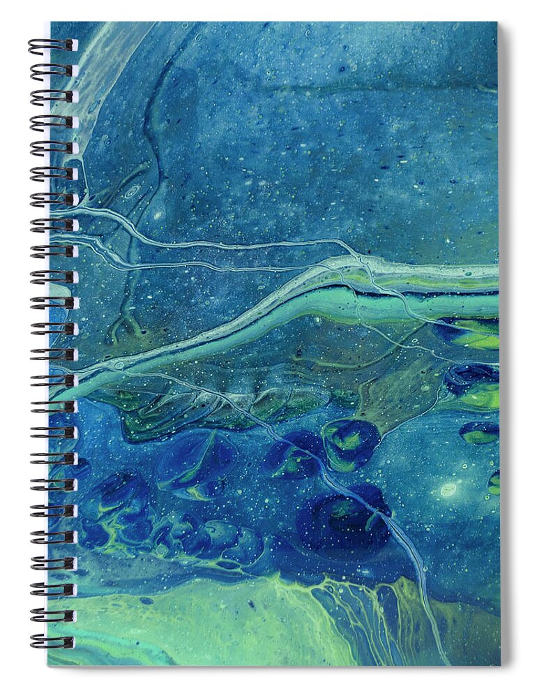 Abstract Spiral Notebook featuring the painting In Depths Unknown by Joanne Grant