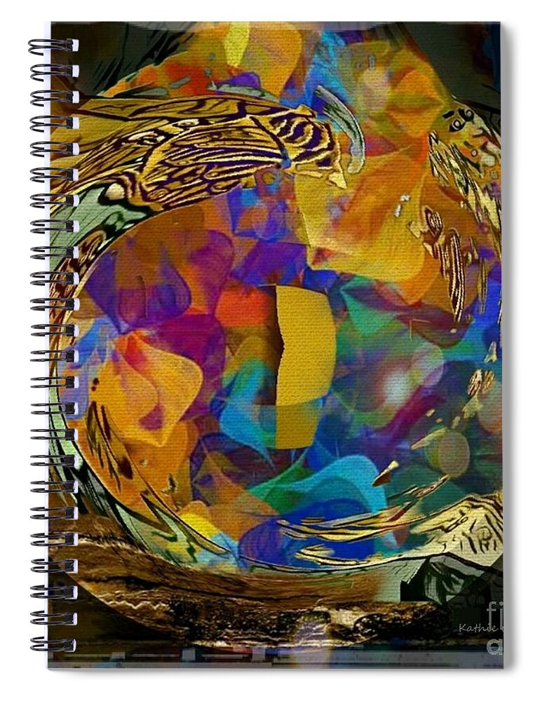 Abstract Spiral Notebook featuring the digital art Night Flight #2 by Kathie Chicoine