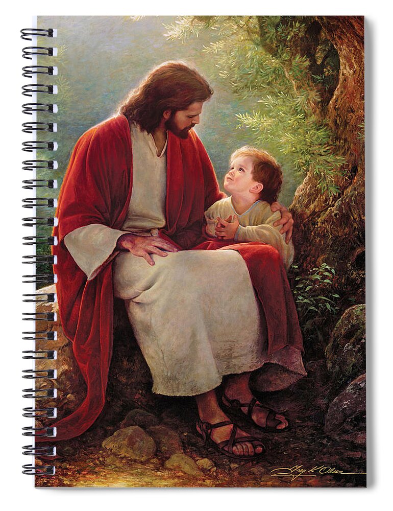 Jesus Spiral Notebook featuring the painting In His Light by Greg Olsen