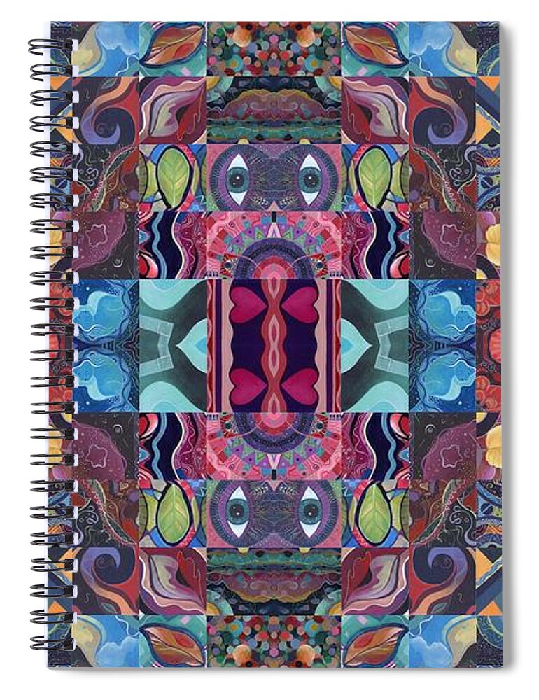 Abstract Spiral Notebook featuring the digital art In One Many - Variation 2 by Helena Tiainen