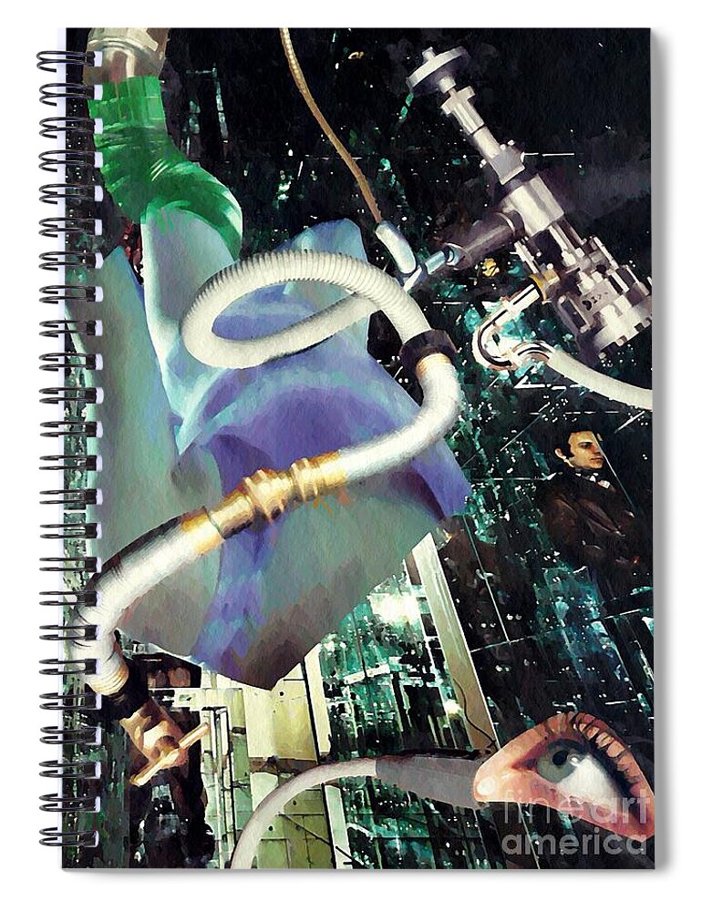 Machinery Spiral Notebook featuring the mixed media In Production by Sarah Loft