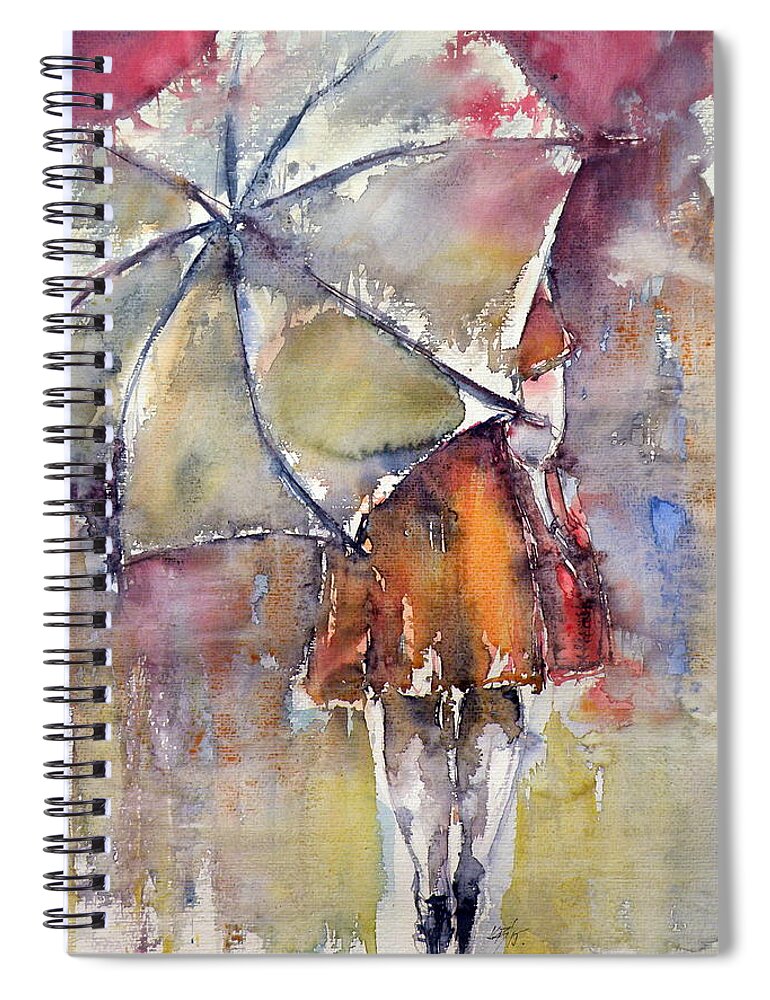 Rain Spiral Notebook featuring the painting In rain by Kovacs Anna Brigitta