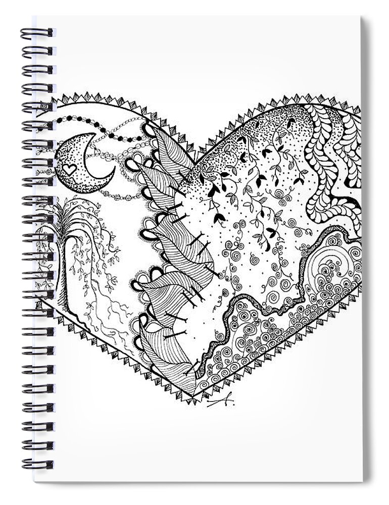 Broken Heart Spiral Notebook featuring the drawing Repaired Heart by Ana V Ramirez
