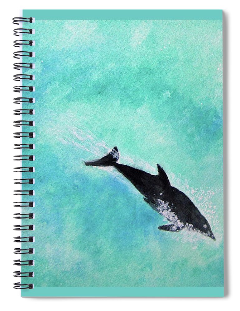 Dolphin Spiral Notebook featuring the painting Peaceful waters by Elvira Ingram