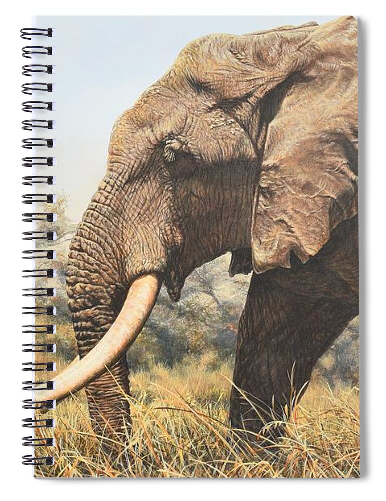 Wildlife Paintings Spiral Notebook featuring the painting In the Footsteps of Elders by Alan M Hunt