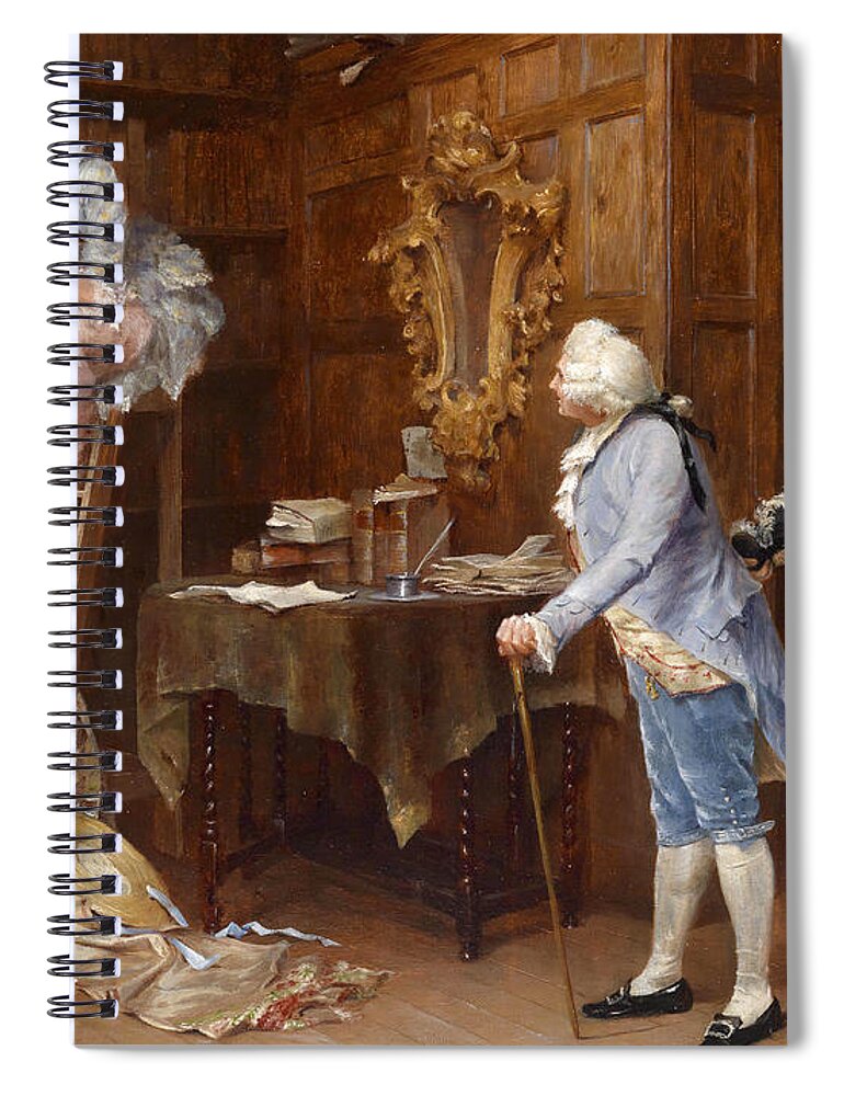 John Arthur Lomax Spiral Notebook featuring the painting In the Library by John Arthur Lomax