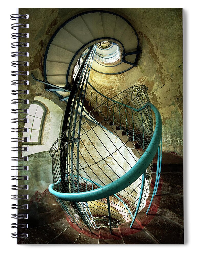 Lighthouse Spiral Notebook featuring the photograph In the old lighthouse by Jaroslaw Blaminsky