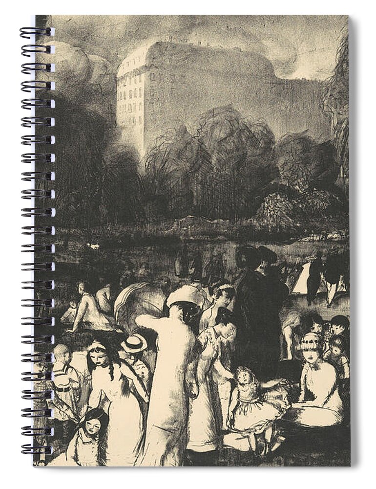 19th Century Art Spiral Notebook featuring the relief In the Park, Light by George Bellows