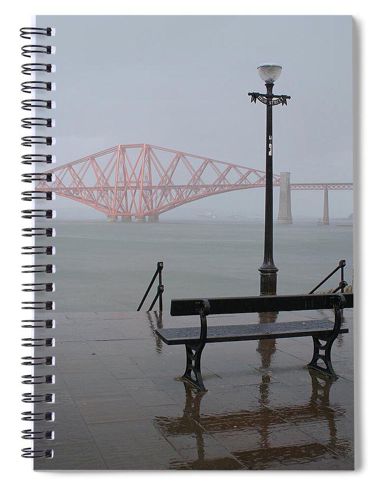 Forth Rail Bridge Spiral Notebook featuring the photograph In the rain by Elena Perelman