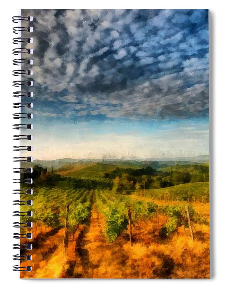 Wine Spiral Notebook featuring the photograph In the Vineyard Winery Landscape by Edward Fielding