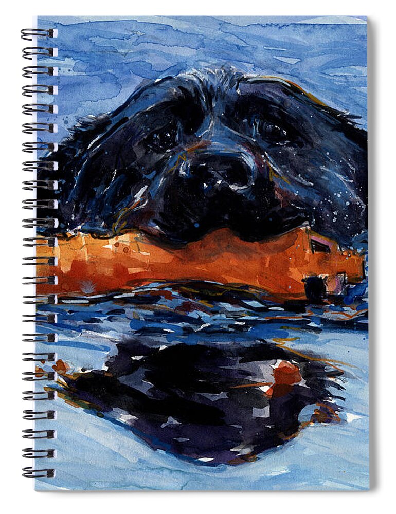Black Labrador Retriever Spiral Notebook featuring the painting In the Wake by Molly Poole