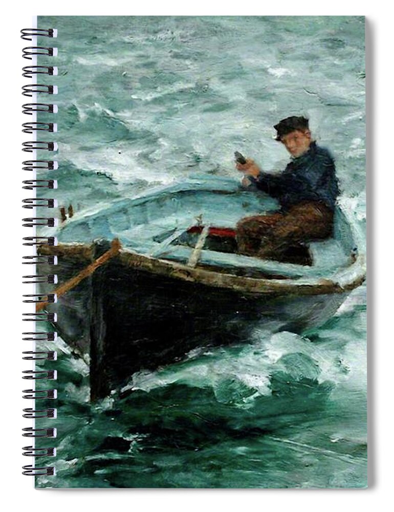 In Tow Spiral Notebook featuring the painting In Tow by Henry Scott Tuke