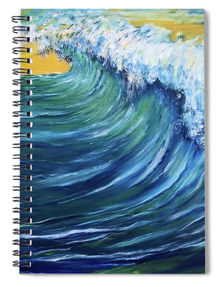 Shore Spiral Notebook featuring the painting Maverick Wave by Michael Silbaugh