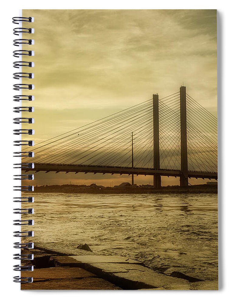 Suspension Bridge Spiral Notebook featuring the photograph Indian River Inlet View by David Kay