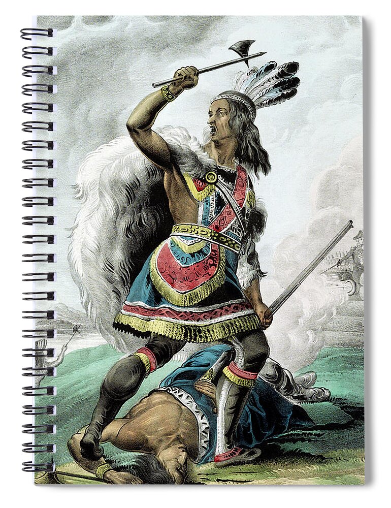 Warrior Spiral Notebook featuring the digital art Indian Warrior in 1845 by Carlos Diaz