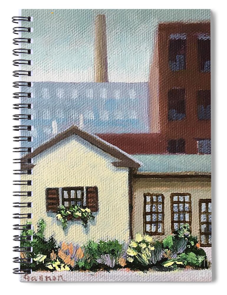 Cityscape Spiral Notebook featuring the painting Industrial Living by Claire Gagnon