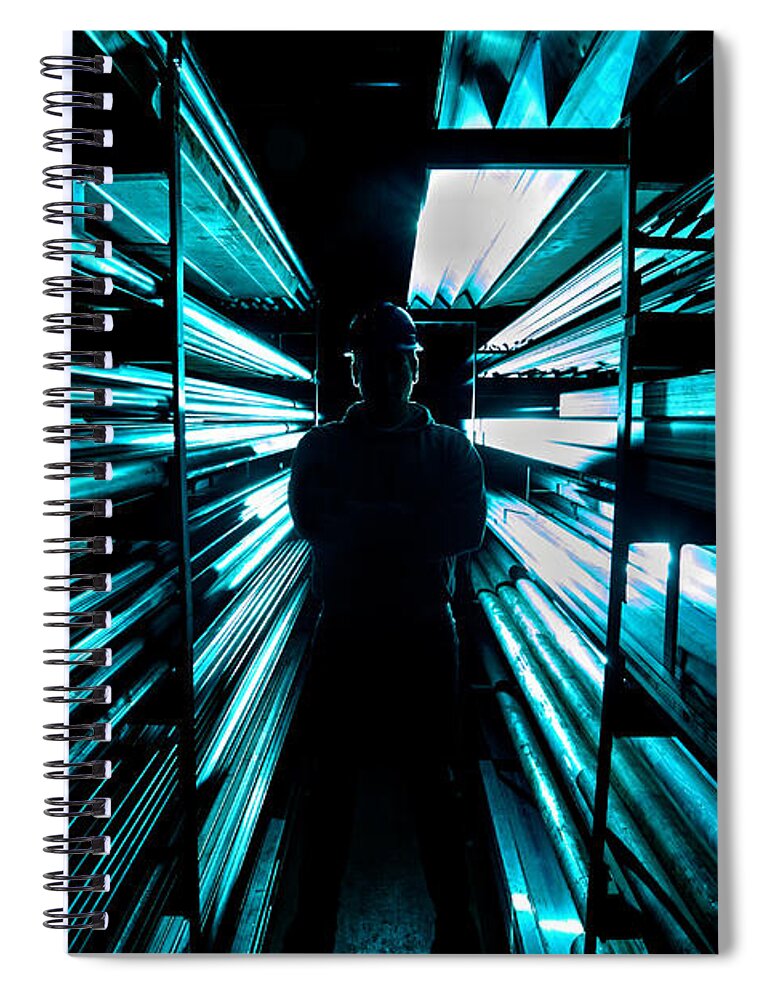 Angle Spiral Notebook featuring the photograph Industrial Man by David Andersen