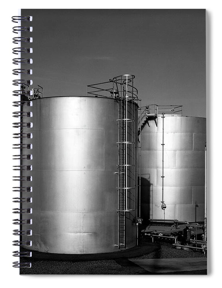 Industrial Spiral Notebook featuring the photograph Industrial Storage Tanks by Lee Santa