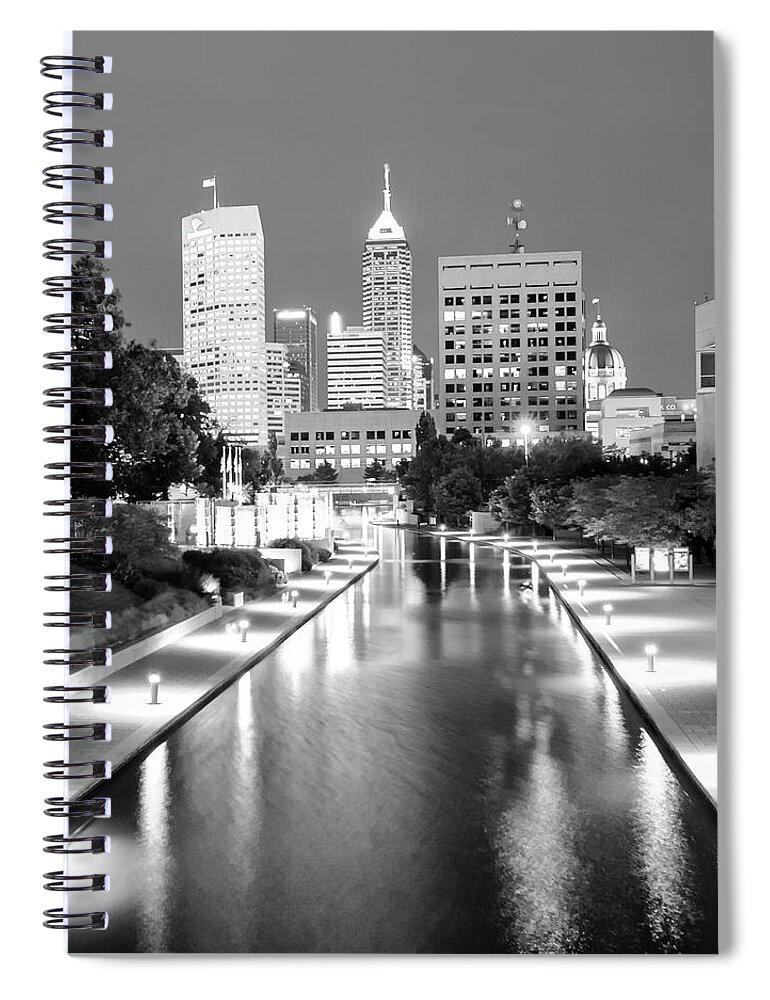 Indianapolis Skyline Spiral Notebook featuring the photograph Indy City Skyline - Indianapolis Indiana Black-White 1x1 by Gregory Ballos