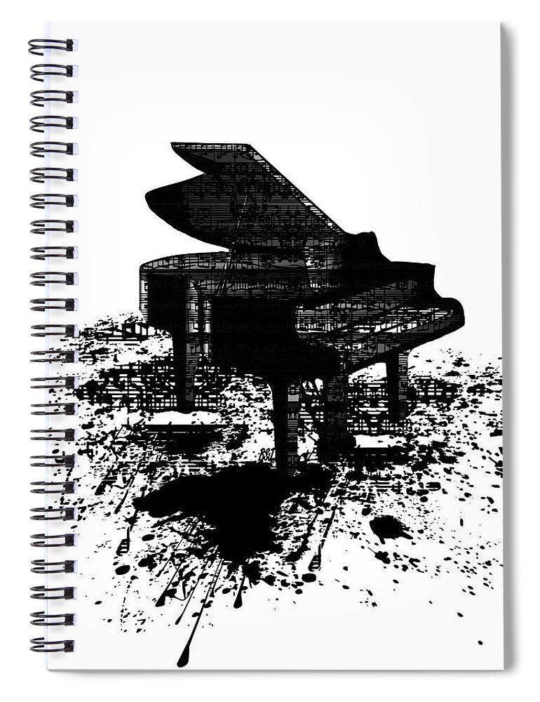 Ink Spiral Notebook featuring the digital art Inked Piano by Barbara St Jean