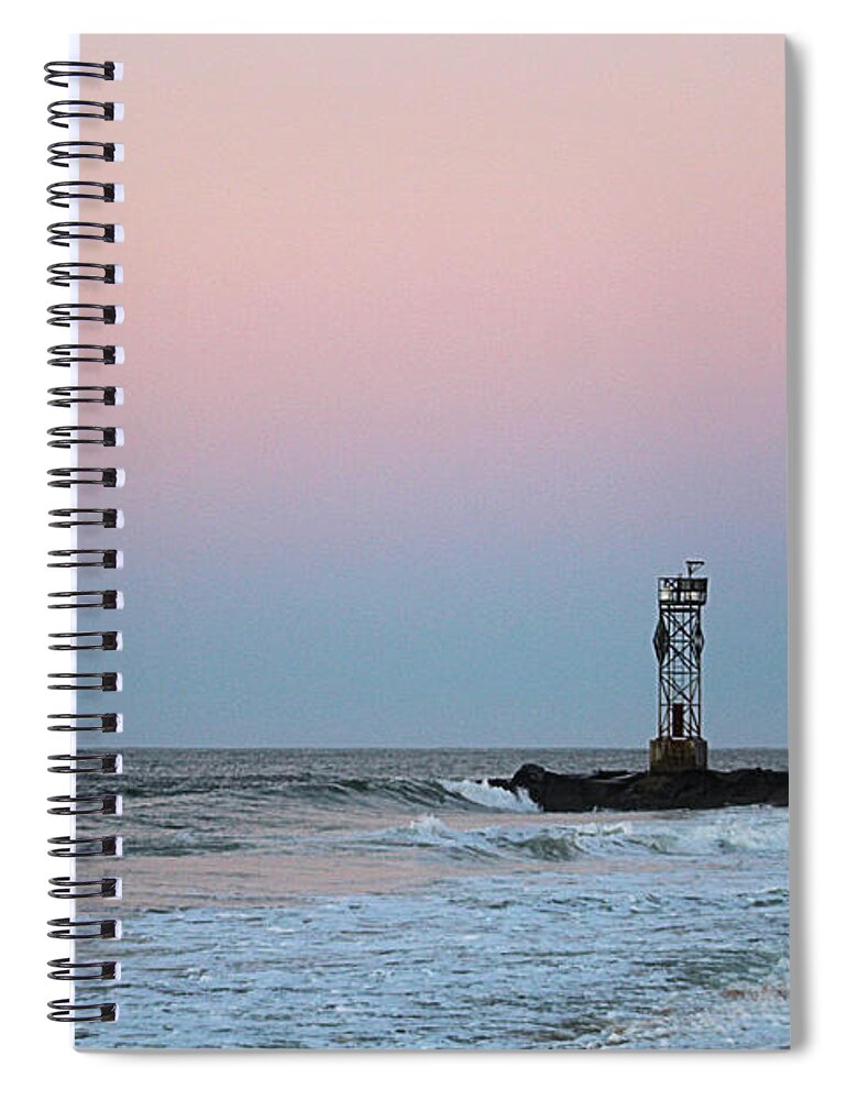 Beach Spiral Notebook featuring the photograph Inlet Jetty At Dawn by Robert Banach