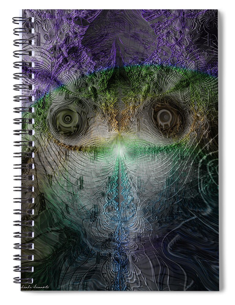 Dark Art Spiral Notebook featuring the digital art Inner Silence by Linda Sannuti