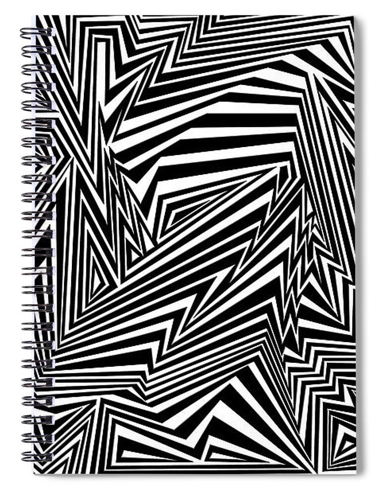 Dynamic Black And White Spiral Notebook featuring the painting Inner Undulations by Douglas Christian Larsen