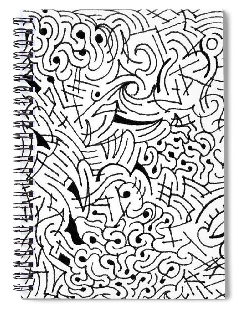 Mazes Spiral Notebook featuring the drawing Inscrutable by Steven Natanson