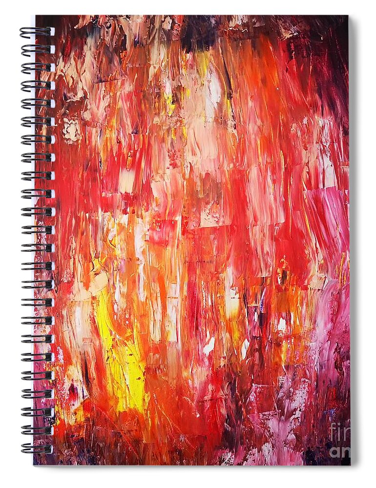 Modern Art; Abstract Art; Abstract Expressionism; Mixed Media On Canvas; Floral Spiral Notebook featuring the painting Inside a Magnolia bud by Jarek Filipowicz