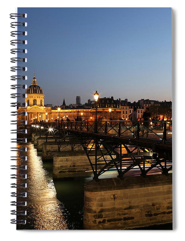 Pont Des Arts Spiral Notebook featuring the photograph Institute of France by Andrew Fare