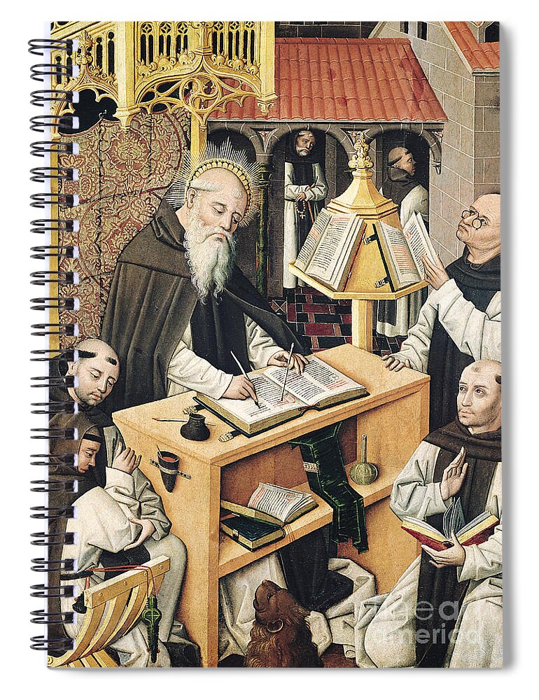 Monastery Spiral Notebook featuring the painting Interior of a Scriptorium by Spanish School