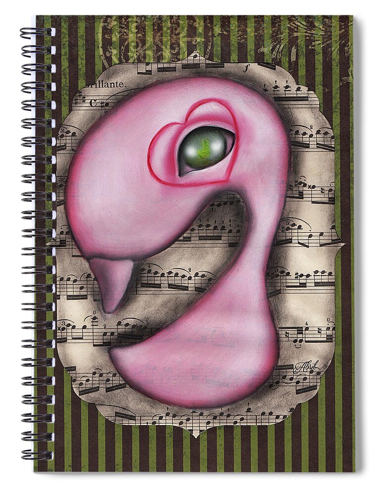 Swan Spiral Notebook featuring the painting Interminable by Abril Andrade