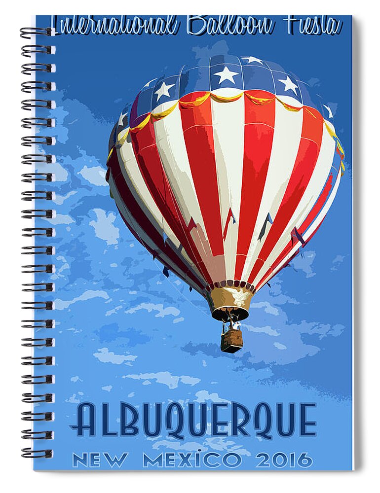 Vintage Travel Poster Spiral Notebook featuring the photograph International Balloon Fiesta by Debby Richards