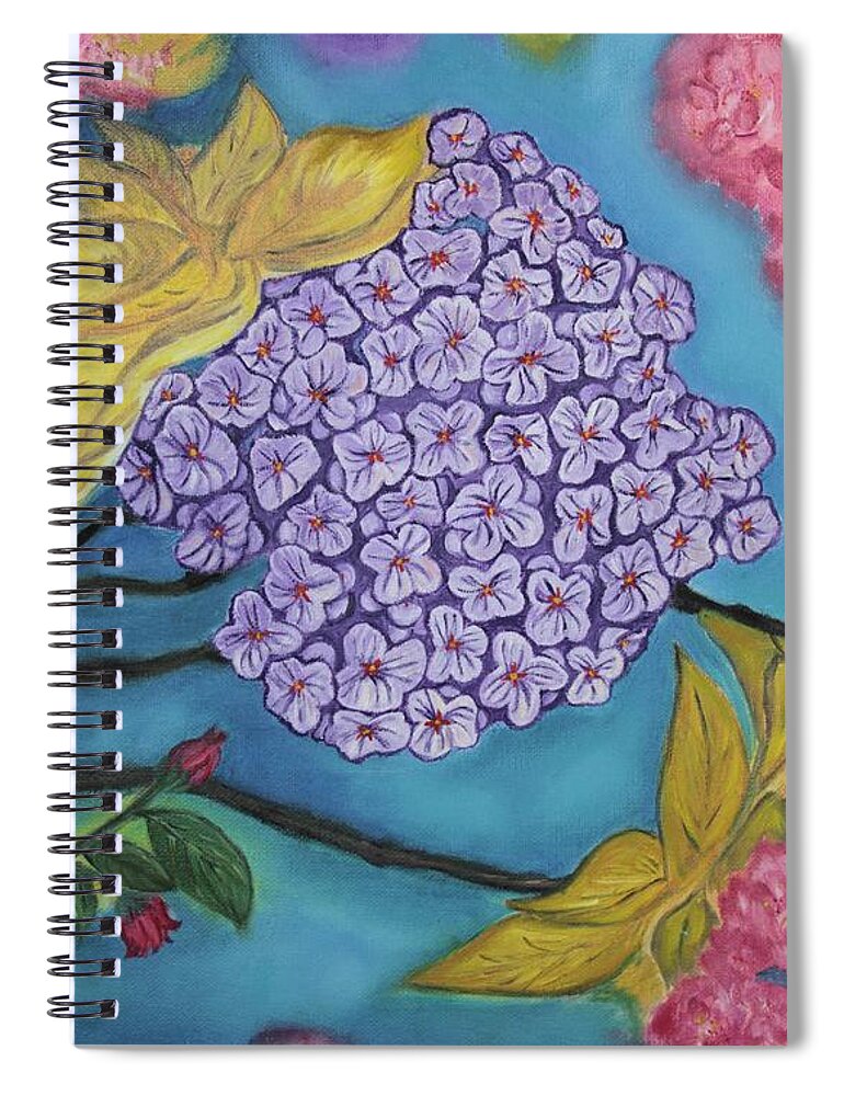 Flowers Spiral Notebook featuring the painting Into the Blue by Neslihan Ergul Colley