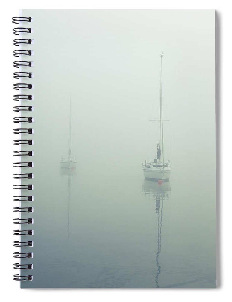 Boat Spiral Notebook featuring the photograph Into The Mystic by Sandra Parlow