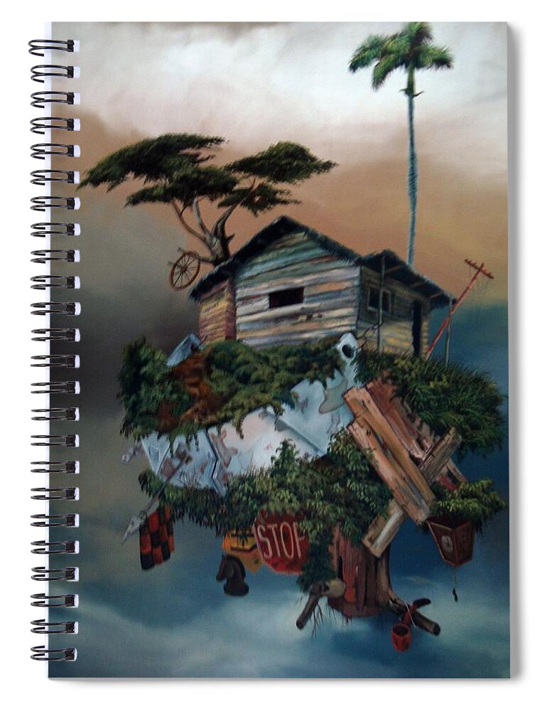 Floating Picture Spiral Notebook featuring the painting Intranquilidad Flotante by Carlos Rodriguez