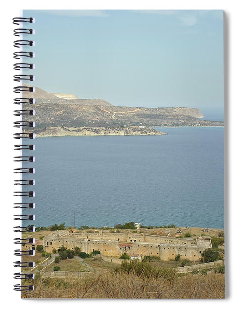Akrotiri Spiral Notebook featuring the photograph Intzedin Fort and Souda Bay in Crete, Greece by Paul Cowan
