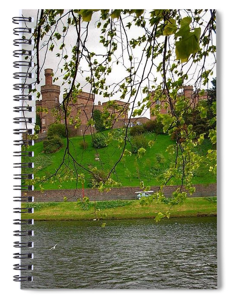 Inverness Spiral Notebook featuring the photograph Inverness Castle through the Willow Trees by Joan-Violet Stretch