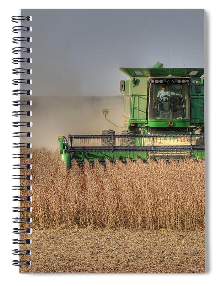 John Deere Spiral Notebook featuring the photograph Iowa Soybean Harvest by J Laughlin