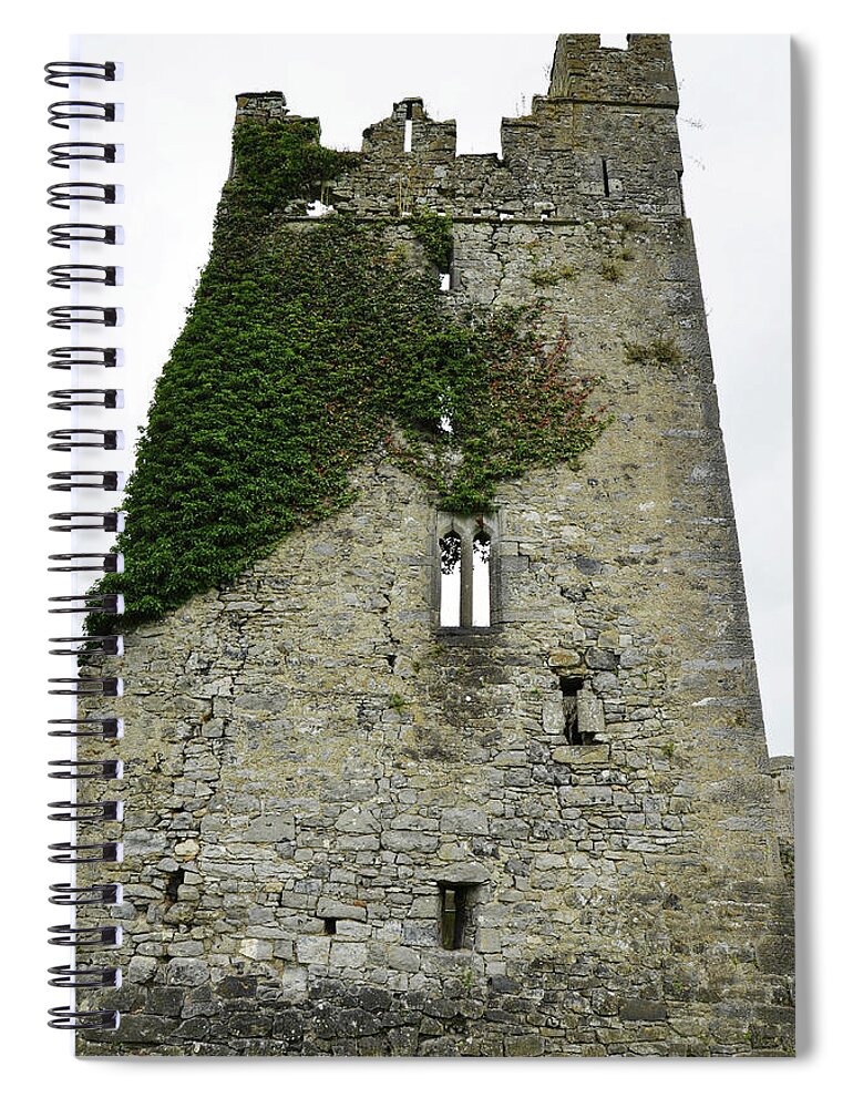 Kells Spiral Notebook featuring the photograph Ireland Kells Priory Ivy Covered Medieval Irish Castle Tower House County Kilkenny by Shawn O'Brien