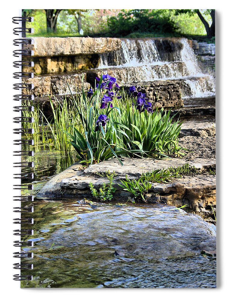    Blue Spiral Notebook featuring the photograph Iris 1315hdr by Brian Gryphon