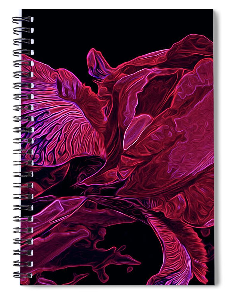 Iris Spiral Notebook featuring the photograph Iris Deep Red Glow by Lynda Lehmann
