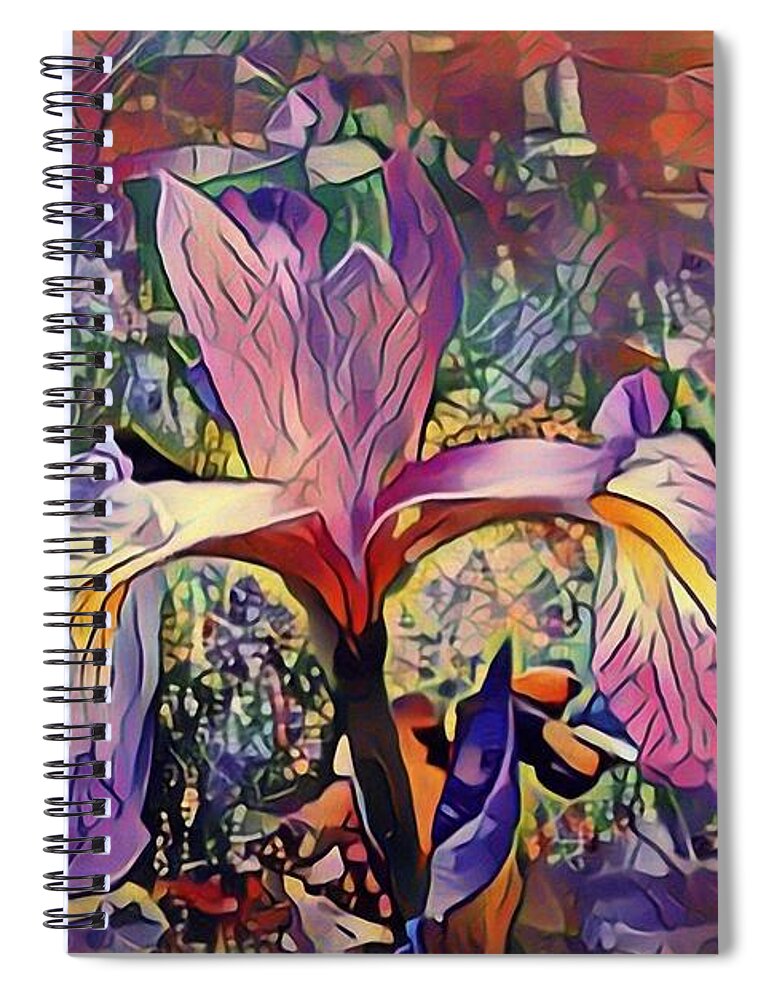 Iris Flowers Spiral Notebook featuring the mixed media Iris oh Iris by Don Wright