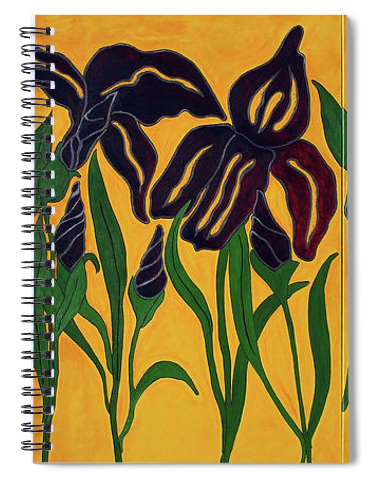 Flowers Spiral Notebook featuring the painting Irises by Portraits By NC